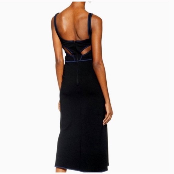 120. TopShop Black & Blue Cut-out Midi Dress 6 - Picture 2 of 11